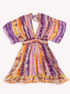 Happy Look Tie-Dye V-Neck Mini Dress